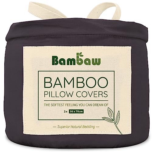 Bambaw – Kissenbezug 50x70 cm (2-er Pack) - 100% Bambus - hypoallergen - weicher und atmungsaktiver Kopfkissenbezug 50x70 cm - Kissenbezug Bambus - Kissenbezug schwarz - Allergiker Kissenbezug